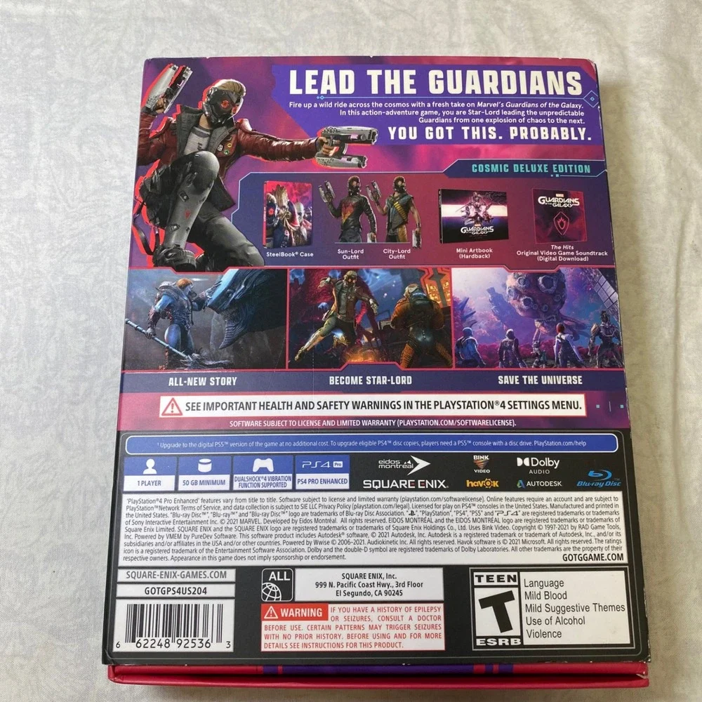 Marvels Guardians of the Galaxy Cosmic Deluxe Edition PS4 Steelbook Art Book